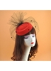 Fishnet Panel Red Woolen Fascinator for Women