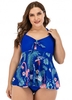 Flamingo Leaf Print Plus Size Tankini Set