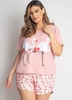 Flamingo Print Plus Size Round Neck Loungwear Set