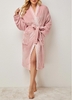 Flannel Pink Double Side Pockets Robe