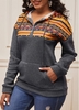 Geometric Print Dark Grey Kangaroo Pocket Hoodie