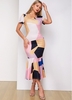 Geometric Print Short Sleeve Mermaid Dress