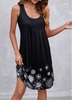 Geometric Print Sleeveless Black Dress