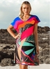 Geometric Print V Neck Short Sleeve Cover Up