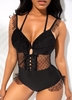 Lace Up Black One Piece Swimwear