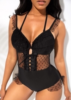 Lace Up Black One Piece Swimwear