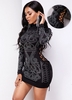 Lace Up Long Sleeve Hot Drilling Mini Dress