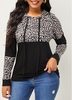 Leopard Drawstring Detail Long Sleeve Hoodie