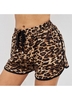 Leopard Drawstring Waist Double Pocket Swimwear Shorts