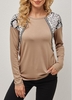 Leopard Khaki Contrast Long Sleeve T Shirt