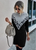 Leopard Long Sleeve Contrast Sweater Dress