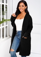 Long Sleeve Open Front Pocket Cardigan