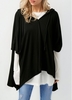 Long Sleeve T Shirt and Asymmetric Hem Black Hoodie