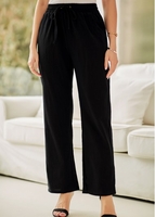 Loose Drawstring Detail Solid High Waist Pants