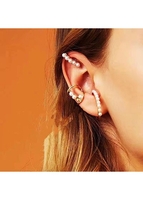 Metal Detail Pearl Design Earring Set