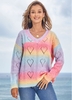 Ombre Print Pierced Long Sleeve Sweater
