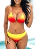 Ombre Print Tie Back Color Block Bikini Set