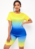 Ombre Tie Dye Print Short Sleeve Sweatsuit