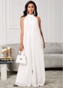 Open Back Chiffon Solid Loose Jumpsuit