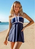 Open Back Contrast Swimdress and Panty