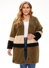 Open Front Contrast Plus Size Coat