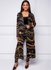 Open Front Gold Chain Print Coat and Pants