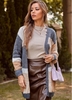 Open Front Long Sleeve Contrast Cardigan