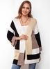 Open Front Long Sleeve Contrast Cardigan