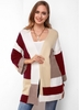 Open Front Long Sleeve Contrast Cardigan