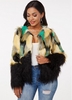 Open Front Long Sleeve Faux Fur Jacket