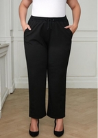 Plus Size Black Drawstring Waist Pocket Pants