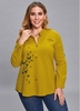 Plus Size Button Up Butterfly Print Blouse