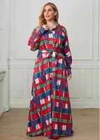 Plus Size Button Up Geometric Print Dress