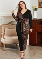 Plus Size Knot Detail Leopard Print Maxi Dress