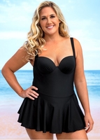Plus Size Open Back Solid One Piece Swimwear