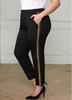 Plus Size Pocket Striped Black Pants