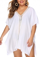 Plus Size White Asymmetric Hem Cover Up