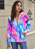 Pocket Tie Dye Print Hooded Collar Jacket