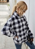 Pocket Turndown Collar Plaid Fluffy Sweatshirt