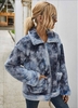 Pocket Turndown Collar Tie Dye Fluffy Jacket
