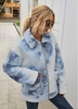 Pocket Turndown Collar Tie Dye Fluffy Jacket