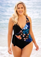 Printed Plus Size Tie Side One Piece Swimwear