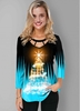 ROTITA Christmas Print Cage Neck Long Sleeve T Shirt