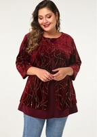 ROTITA 3/4 Sleeve Button Front Round Neck T Shirt