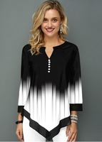 ROTITA Asymmetric Hem Printed Ombre Blouse