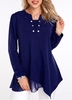 ROTITA Button Detail Asymmetric Hem Long Sleeve Tunic Top