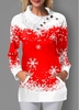 ROTITA Button Detail Christmas Snowflake Print Sweatshirt