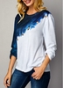 ROTITA Button Detail Color Block Long Sleeve T Shirt