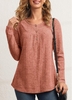 ROTITA Button Detail Dusty Pink Textile Fabric T Shirt