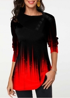 ROTITA Button Detail Long Sleeve Gradient Tunic Top